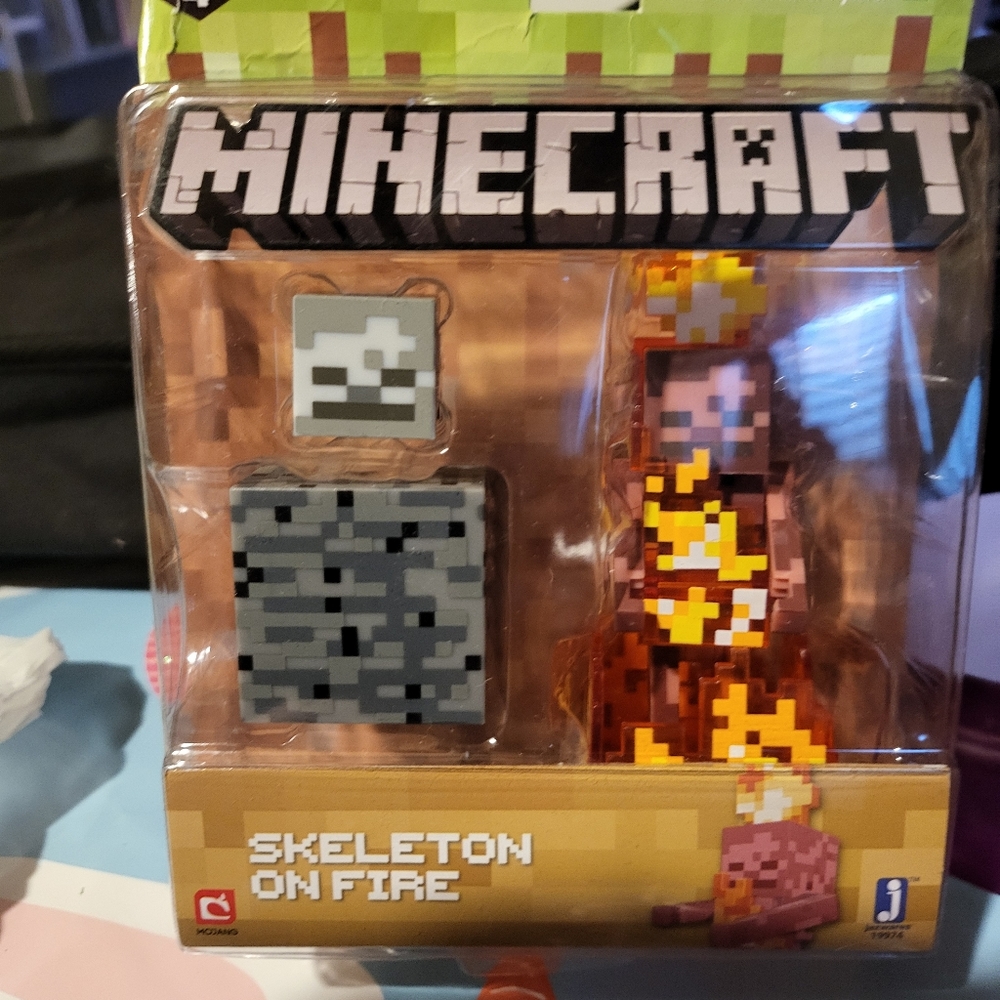 Minecraft figure skeleton on fire NIB